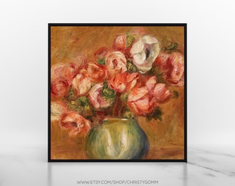 12"x12" Pierre-Auguste Renoir Print, Anemones, Exhibition Art, Gallery Wall Art, Digital Download, DIY Printable, Gift