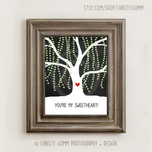 Weeping Willow Tree Wall Art 8x10 Printable Image You&#39;re My Sweetheart Valentine Love Wedding Anniversary Chalkboard - 16045