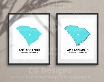 South Carolina State Digital 8x10 DIY Printable Wall Art Print Customize Gift Edit Template in Canva