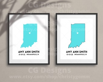 Indiana State Digital 8x10 DIY Printable Wall Art Print Customize Gift Edit Template in Canva