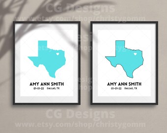 Texas State Digital 8x10 DIY Printable Wall Art Print Customize Gift Edit Template in Canva