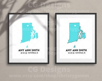 Rhode Island State Digital 8x10 DIY Printable Wall Art Print Customize Gift Edit Template in Canva