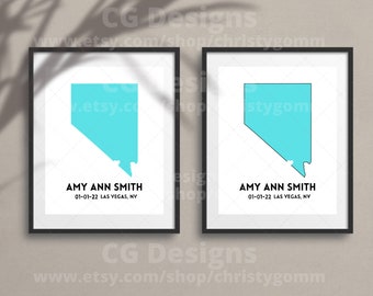 Nevada State Digital 8x10 DIY Printable Wall Art Print Customize Gift Edit Template in Canva