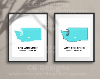 Washington State Digital 8x10 DIY Printable Wall Art Print Customize Gift Edit Template in Canva