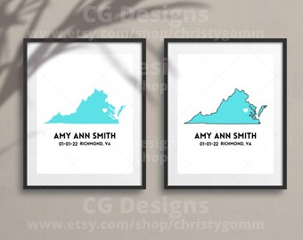 Virginia State Digital 8x10 DIY Printable Wall Art Print Customize Gift Edit Template in Canva