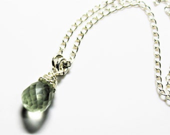 Green Amethyst / Prasiolite Peardrop Pendant Necklace