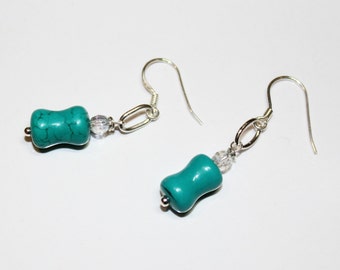 Turquoise Earrings with Mystic Quartz  on Sterling Silver Earwires - Turquoise, Birthstone for December