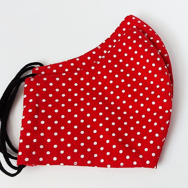 Red Polkadot Cotton Face Mask - Face Covering