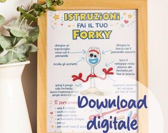 Fai il tuo Forky PDF stampabile A4 | Attività bambini Toy Story | Istruzioni in italiano | Gioco creativo festa compleanno