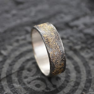 Unique men wedding band gold silver: viking ring - Unusual engagement rings - Rustic ring for men - Wabi sabi - aniversary gift for him