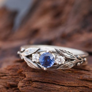 Sapphire engagement ring: Celtic trilogy silver ring - three stones ring - Alternative engagement ring viking - Blue promise ring