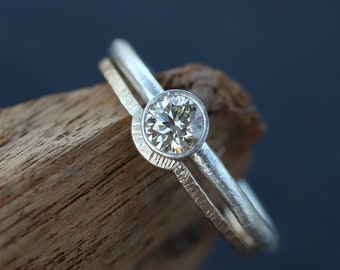 Bague de fiançailles Moissanite réglée pour sa bague Solitaire argent et or - ensemble de bagues empilables minimalistes - bague de promesse femmes