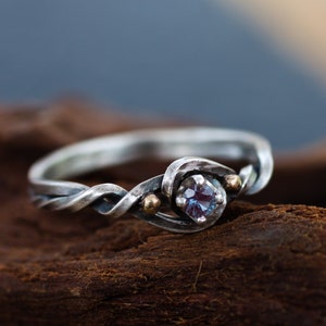 Alexandrite engagement ring:Celtic solitaire silver ring -Viking ring for her -Alternative engagement ring -celtc knot promise ring
