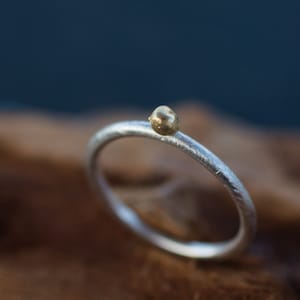 Silver gold Stacking Ring -18K Gold Dot Ring -Wabi sabi ring - Minimalist silver ring - Dainty gold ball ring - Stacking ring - Gift for Her