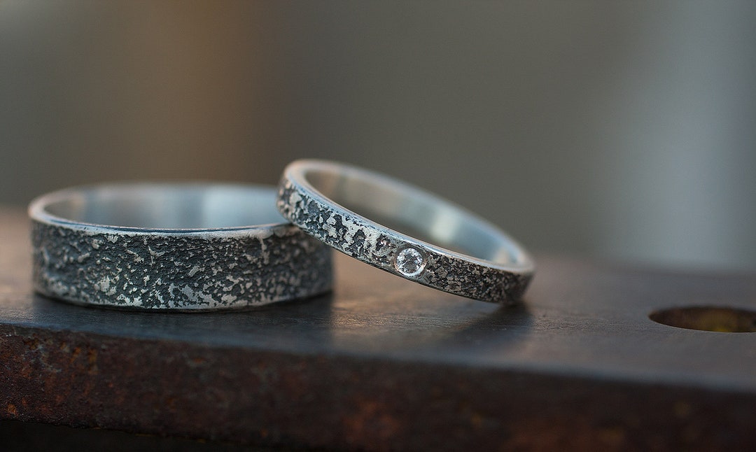 Matching Rings for Couples: Wedding Band Set His and Hers ,silver ...