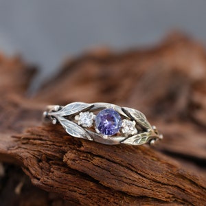 Alexandrite engagement ring: Celtic trilogy silver ring three stones ring Alternative engagement ring viking Blue promise ring Tanzanite