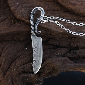 Collier de couteau en argent sterling Pendentif couteau viking forgé couteau viking pour lui cadeau de fête des pères amulette guerrière image 2