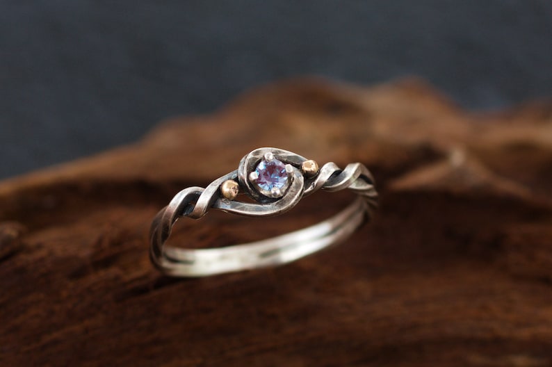 Sapphire engagement ring:Celtic solitaire silver ring Dainty engagement ring Alternative engagement ring viking Blue promise ring image 5