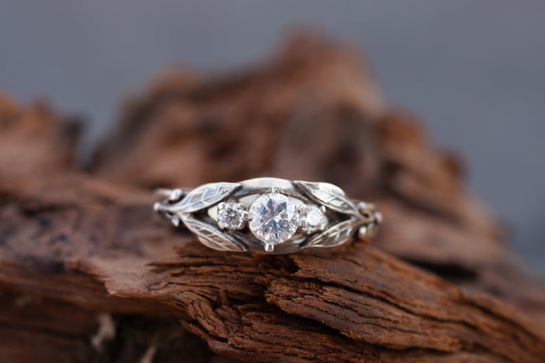 Alexandrite engagement ring: Celtic trilogy silver ring three stones ring Alternative engagement ring viking Blue promise ring Salt/pepper diamond