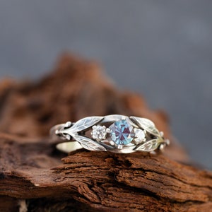 Alexandrite engagement ring: Celtic trilogy silver ring three stones ring Alternative engagement ring viking Blue promise ring image 9