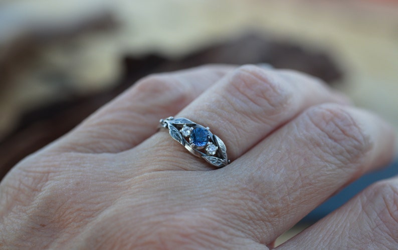 Alexandrite engagement ring: Celtic trilogy silver ring three stones ring Alternative engagement ring viking Blue promise ring image 5