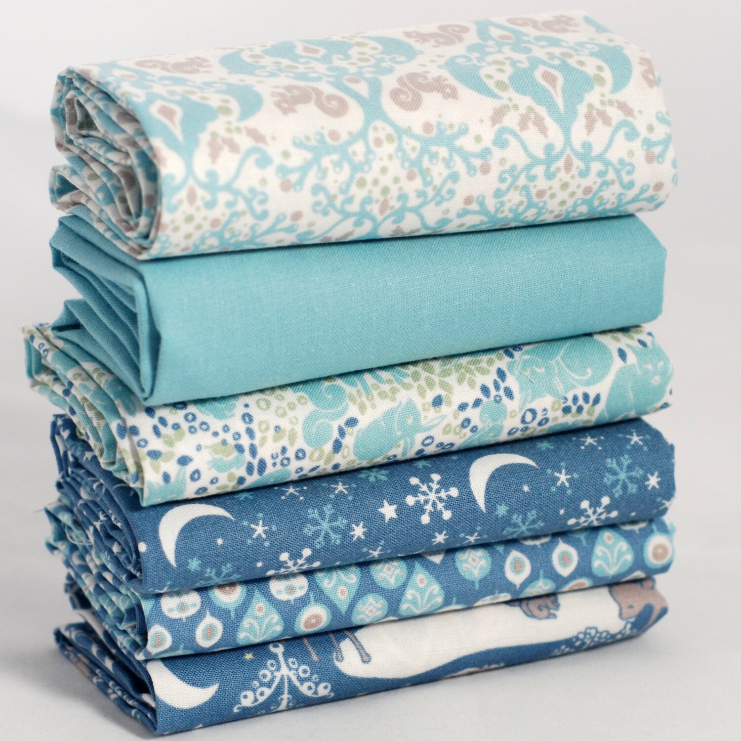 Fat quarter fabric bundle 100 cotton duckegg & midnight Etsy