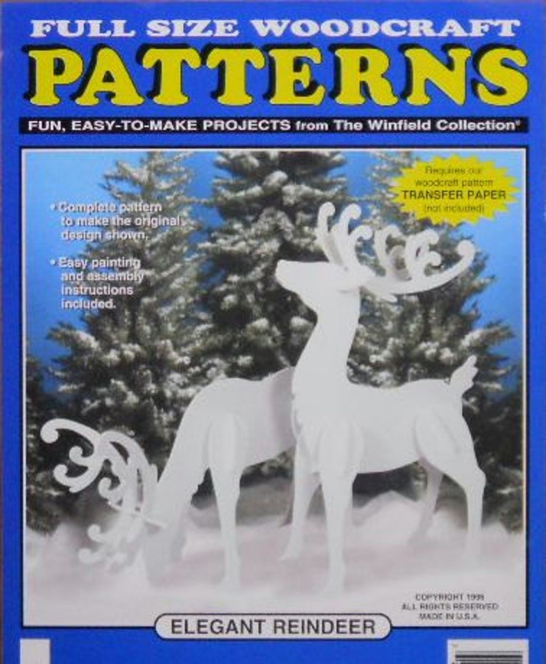 Elegant Reindeer Large Size Wood Craft Pattern Etsy