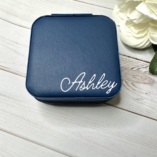 Navy Blue Personalized Small Jewelry Organizer- Bridesmaids-Custom-Bridal Party- Small Jewelry Organizer-Gifts for Her-Bride