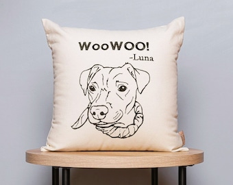 Custom Pet Pillow on Canvas | Personalized | Photo | Embroidered | Pet Portrait | Monogram | Pet Loss | Pet Gift | Memorial | Animal Lover