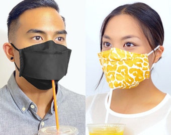 Drink Mask / Straw Mask / Mask with Straw Hole / Self Closing Straw Hole / Hands Free Design / Straw Mask with Flap / Nose Wire/ Made in USA