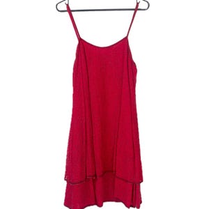 Vintage 80s Silk Ruby Red Beaded Skater Dress