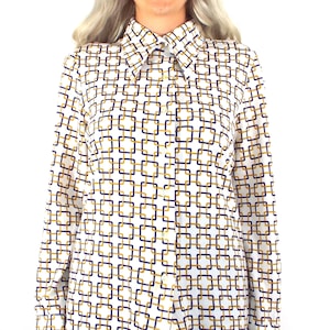 Vintage 70s Retro Printed Button Down Blouse