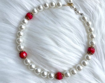 Vintage 70s Faux Pearl and Glass Bead Choker