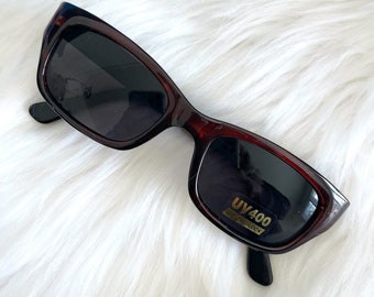 Vintage 90s Square Translucent Brown Sunglasses