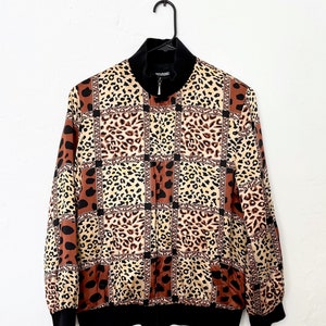 Vintage Silk Leopard Print Bomber Jacket