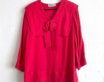 Vintage 70s Ruby Red Oversized Bow Sailor Top Dress