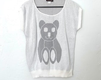 Vintage 80s Short Sleeve Teddy Bear Graphic Sweater