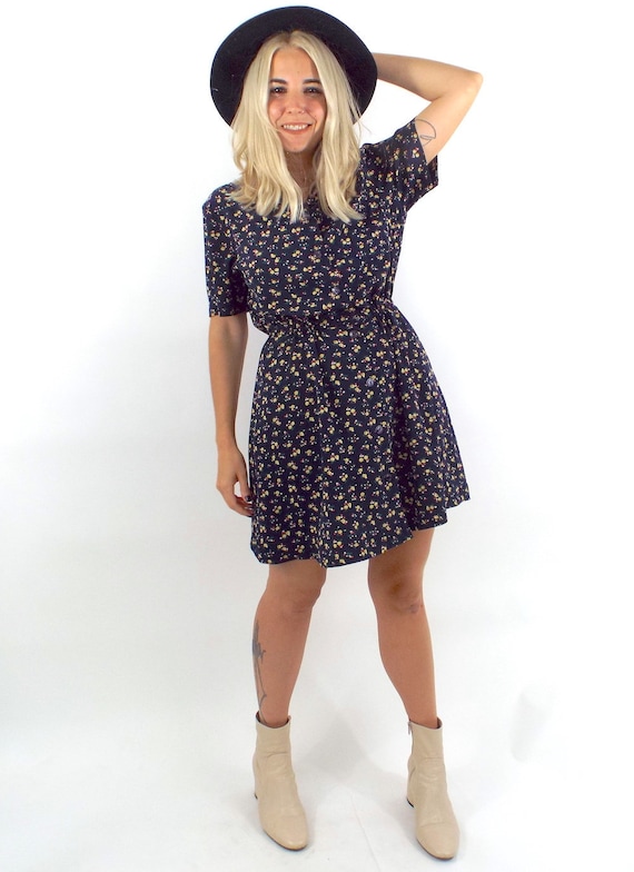Vintage 90s Buttondown Cinched Waist Shirt Dress