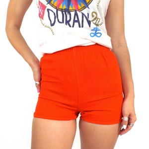 Shorts de gymnastique orange à taille haute des années 70 -- Taille extra petite/petite
