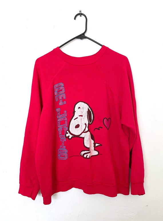 Vintage 80s Red Slouchy Snoopy St Louis Heart Rag… - image 1