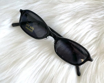 Vintage 90s Small Black Dark Tinted Sunglasses