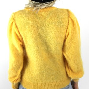 Vintage 80s Yellow Flower Design Mohair Sweater image 5