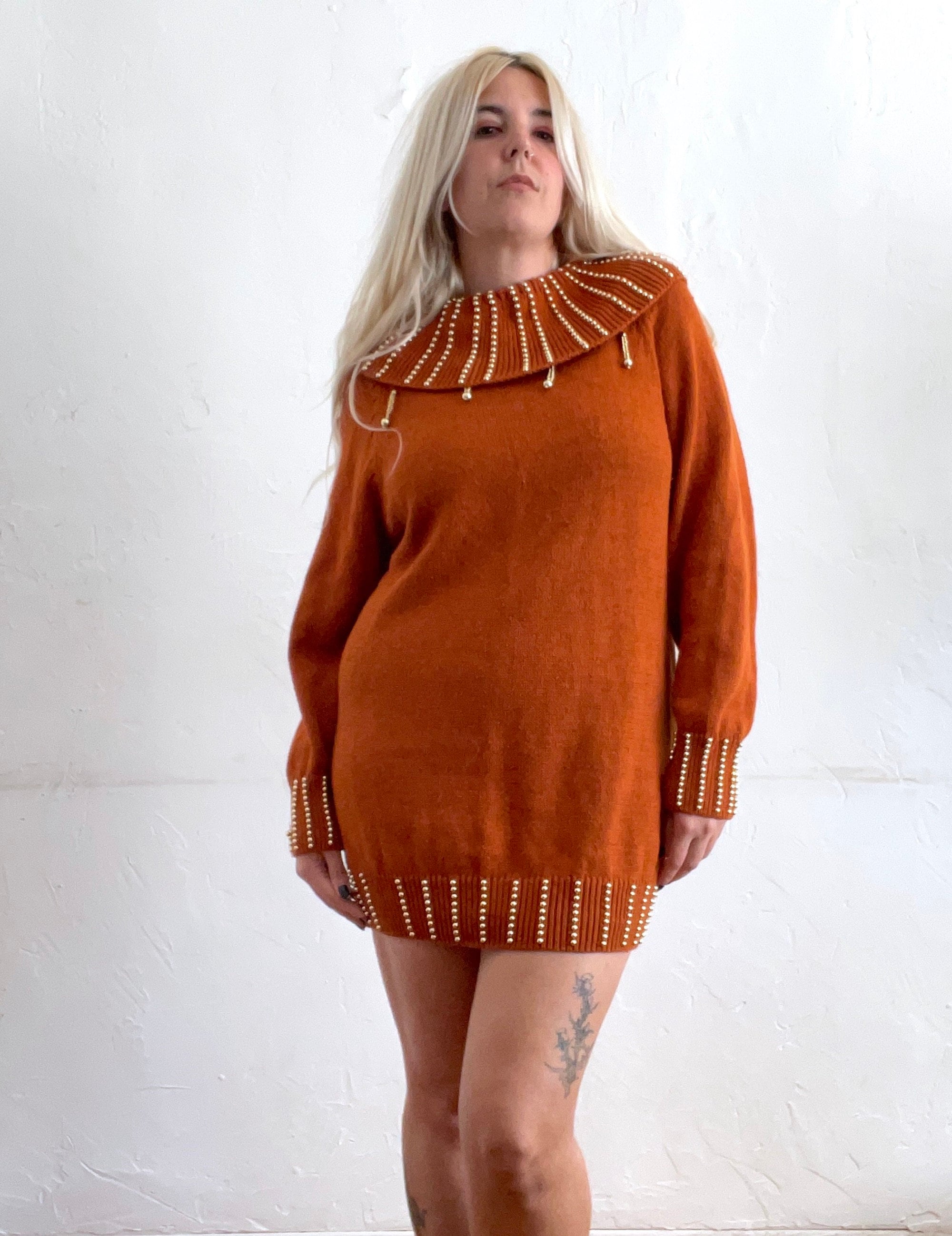 Burnt Orange Sweater Dress - Etsy
