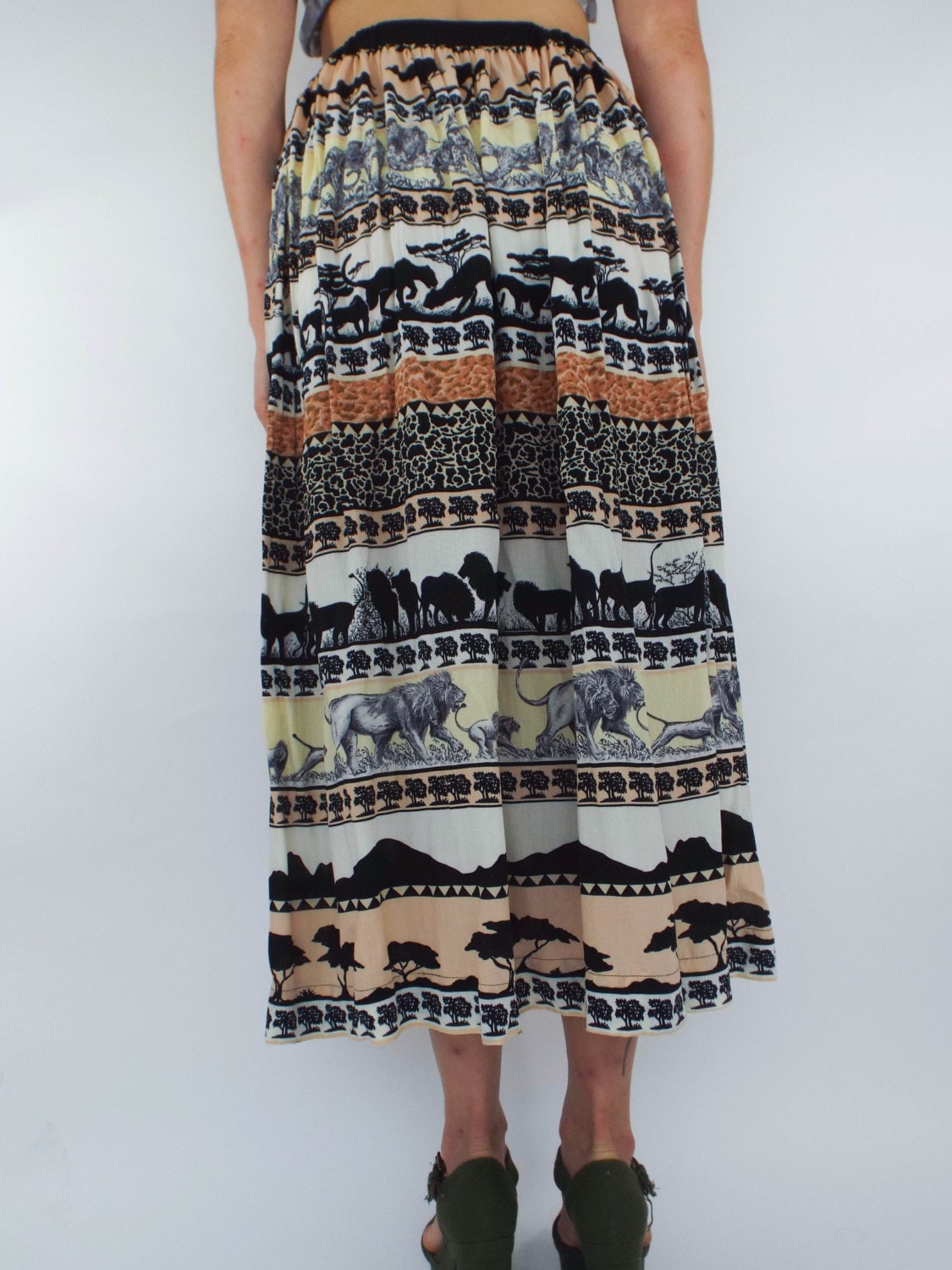 Safari Savannah Front Slit Midi Skirt - Sipo Print