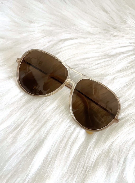 Vintage Clear and Brown Aviator Sunglasses
