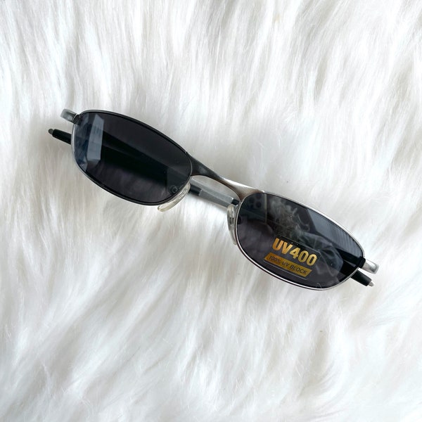 Vintage Y2k Silver Reflective Tinted Sunglasses