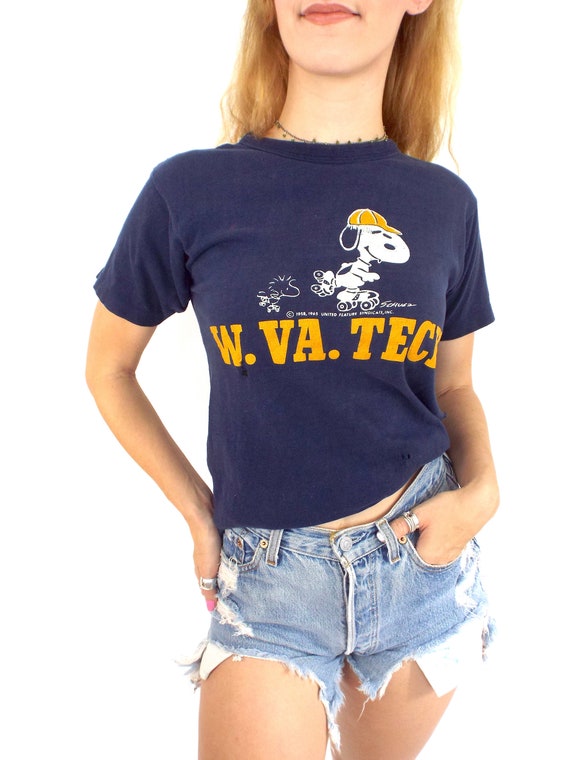 Vintage 70s Destroyed Snoopy West Virginia Tech Te