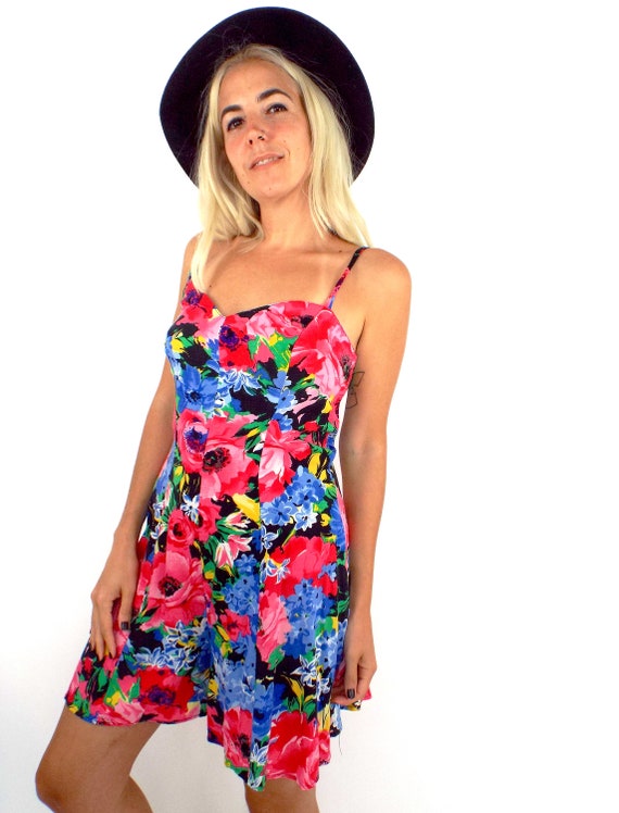 Vintage 90s Colorful Floral Print Romper - image 4