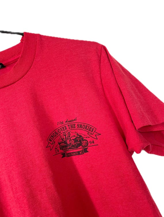 Vintage 90s Red Wings Over the Smokies Dreamcatcher Design Biker Tee View 3