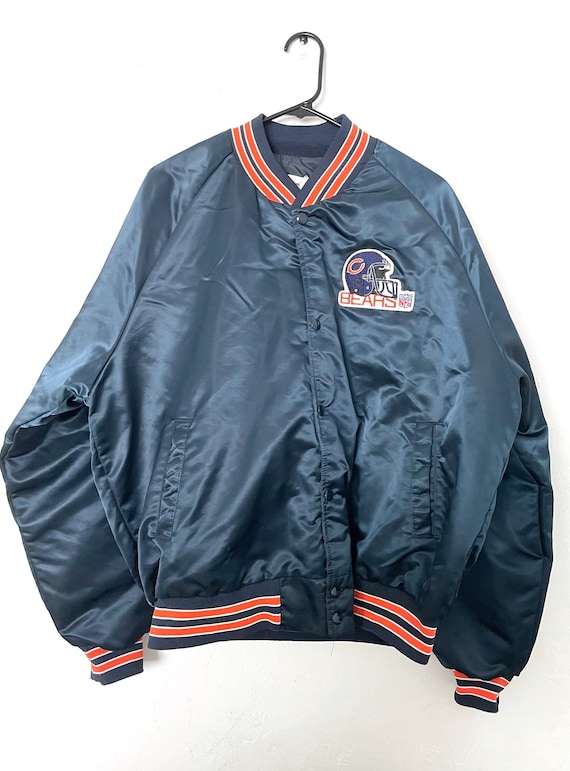 Vintage 80s Navy Blue Chicago Bears Satin Varsity-